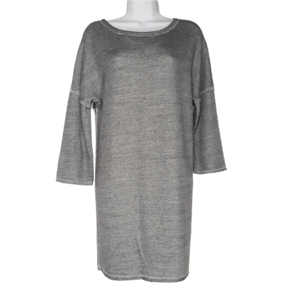 ZARA W&B Sweater Gray Tunic Dress w Raw Hem Small